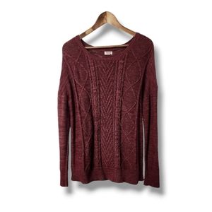 Mossimo Burgundy Long Sleeve Cable Knit Sweater | XXL